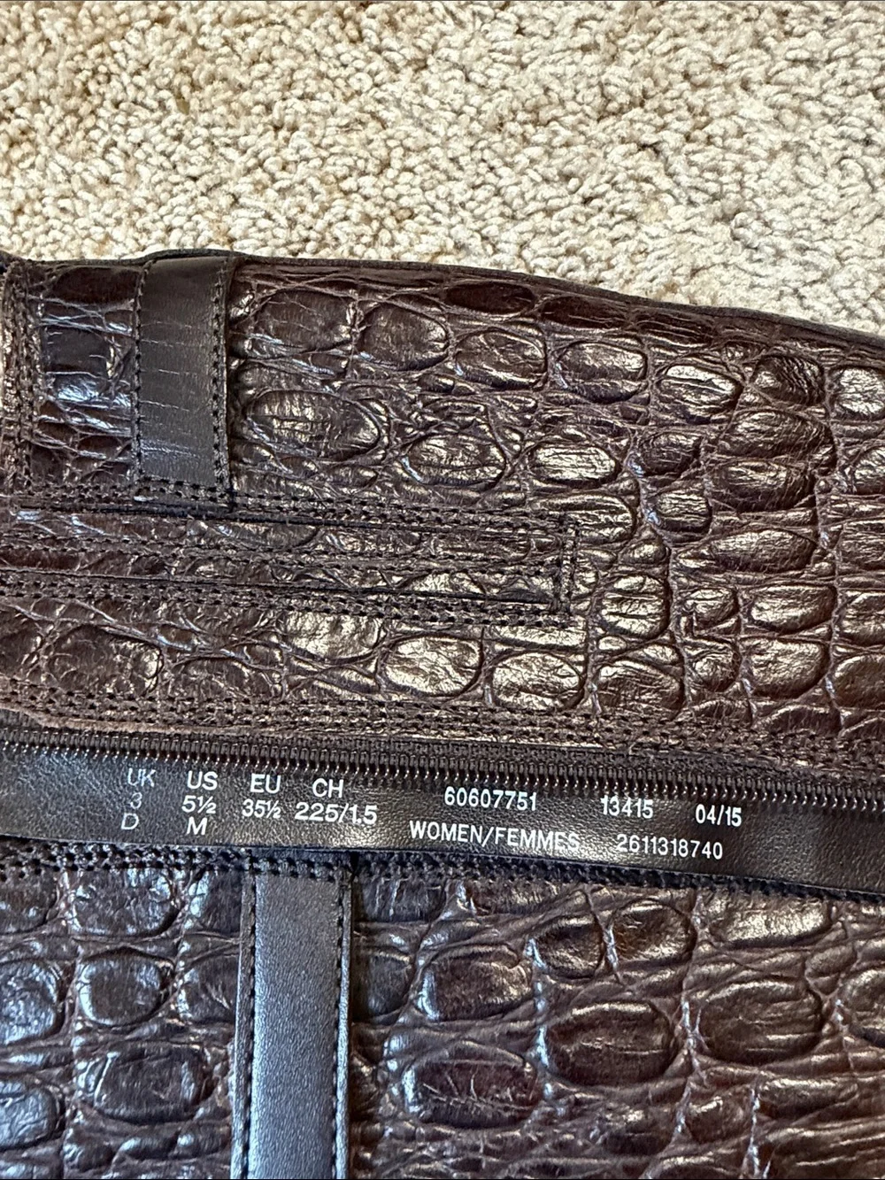 Clarks Hopedale Size 5.5 Wish Brown Leather Crocodile Embossed Knee Boots